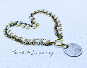 Gunmetal triple chain with Pearl - 20"