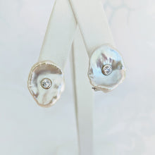 Load image into Gallery viewer, Keshi pearl w/Sterling silver and cubic zirconia

