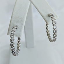 Load image into Gallery viewer, Sterling silver CZ hoop earrings
