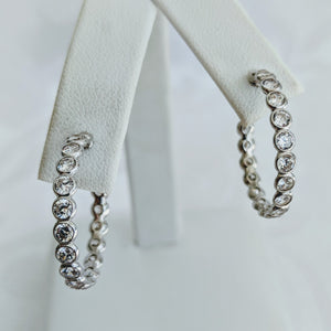 Sterling silver CZ hoop earrings