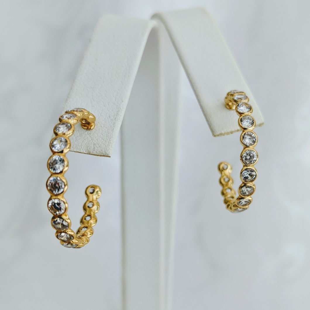 Gold vermeil cubic zirconia hoop earrings
