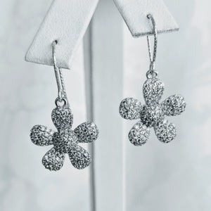 Silver flower cubic zirconia earrings