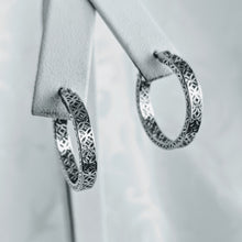 Load image into Gallery viewer, Sterling silver filagree hoop earrings

