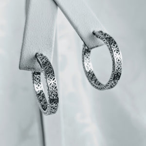Sterling silver filagree hoop earrings