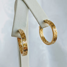 Load image into Gallery viewer, Gold vermeil filagree hoop earrings
