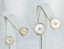 Load image into Gallery viewer, Gold vermeil, Mother of Pearl w/cubic zirconia post (15mm)
