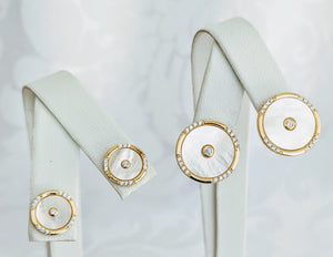 Gold vermeil, Mother of Pearl w/cubic zirconia post (15mm)