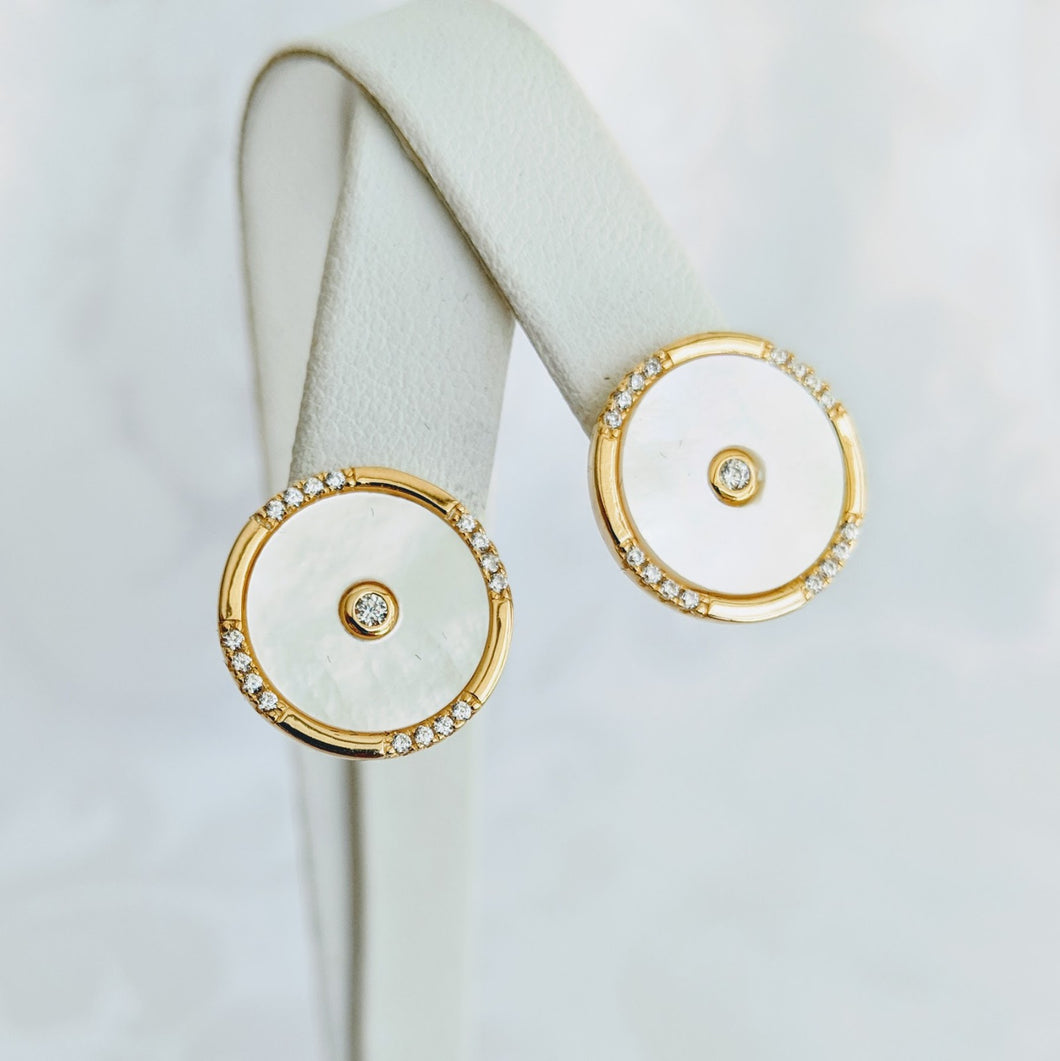 Gold vermeil, Mother of Pearl w/cubic zirconia post (15mm)