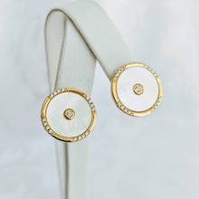 Load image into Gallery viewer, Gold vermeil, Mother of Pearl w/cubic zirconia post (15mm)
