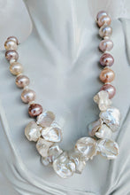 Load image into Gallery viewer, Natural tri-colored pink tone pearl necklace
