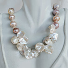 Load image into Gallery viewer, Natural tri-colored pink tone pearl necklace
